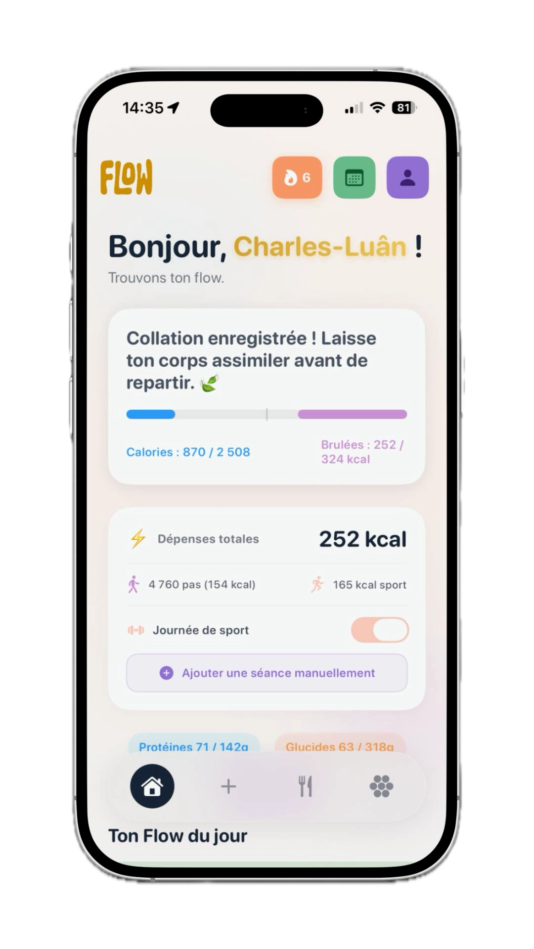 Aperçu de l'application Flow